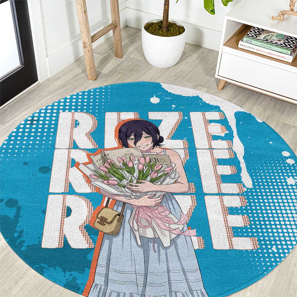 Reze Chainsaw Man Aesthetic Round Carpet Soft Anime Grunge Style with Flowers