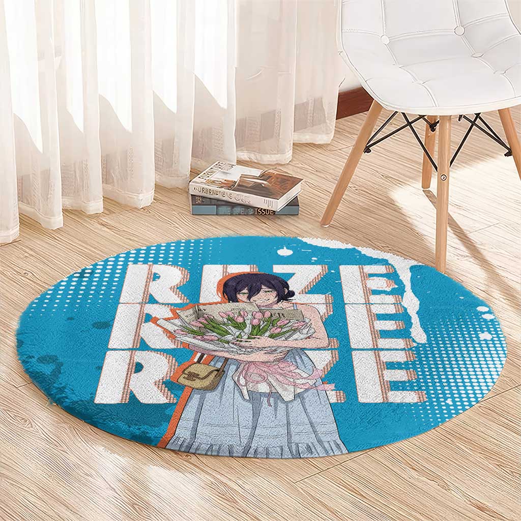 Reze Chainsaw Man Aesthetic Round Carpet Soft Anime Grunge Style with Flowers