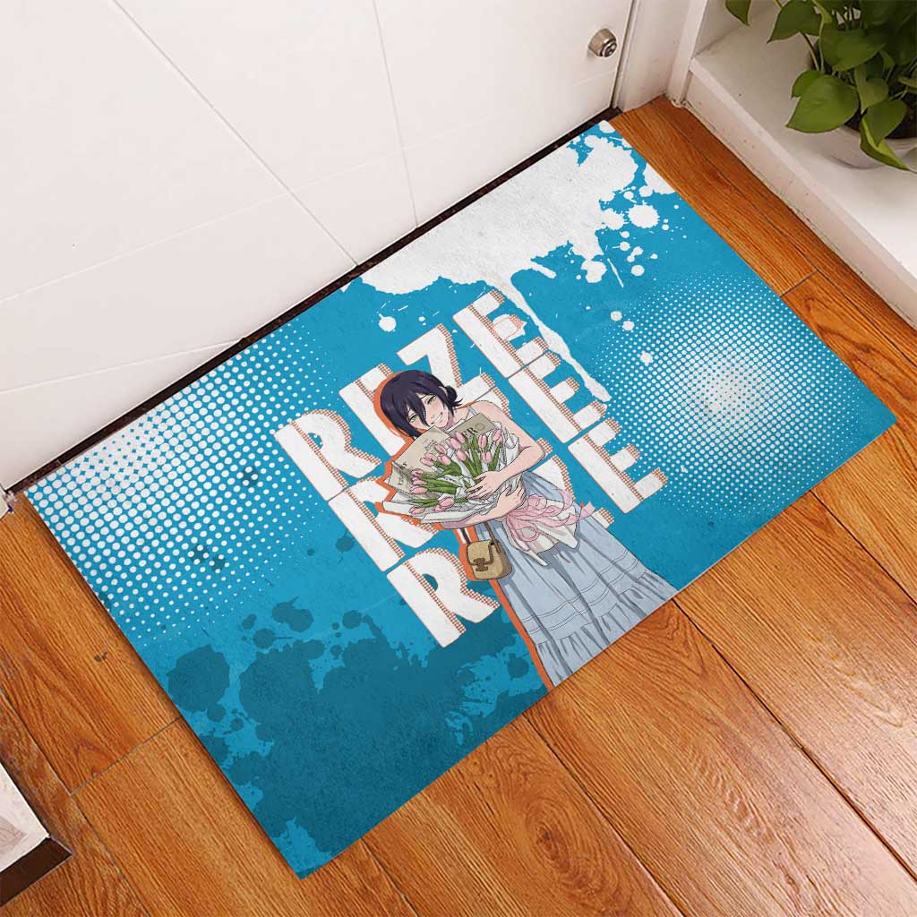 Reze Chainsaw Man Aesthetic Rubber Doormat Soft Anime Grunge Style with Flowers