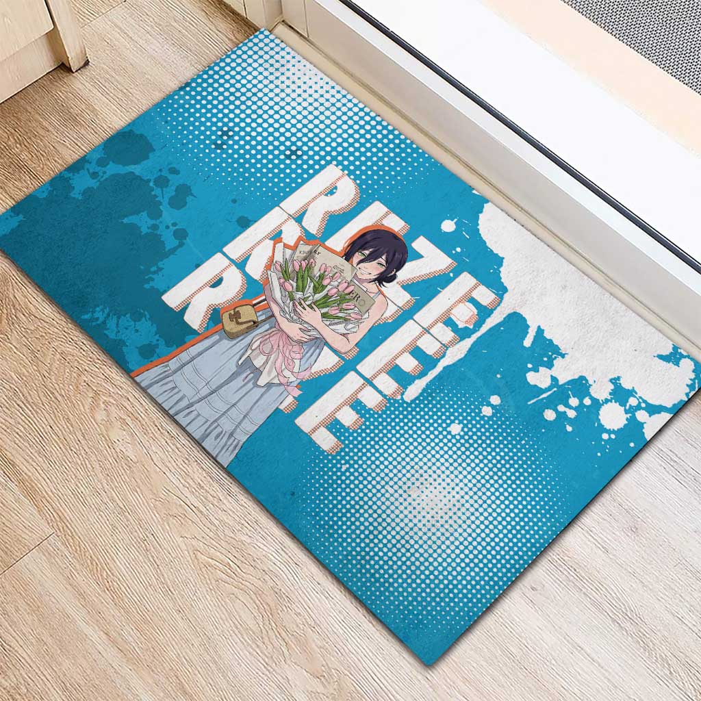 Reze Chainsaw Man Aesthetic Rubber Doormat Soft Anime Grunge Style with Flowers