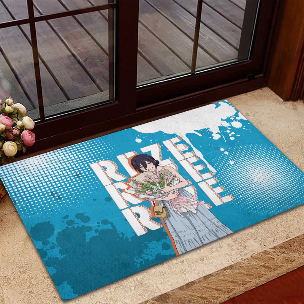 Reze Chainsaw Man Aesthetic Rubber Doormat Soft Anime Grunge Style with Flowers