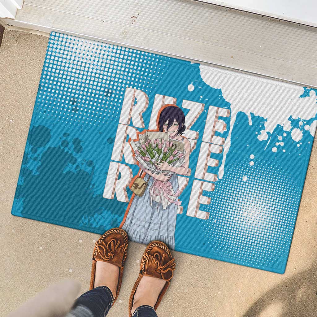 Reze Chainsaw Man Aesthetic Rubber Doormat Soft Anime Grunge Style with Flowers