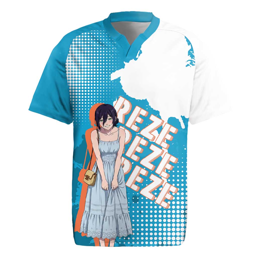 Reze Chainsaw Man Aesthetic Rugby Jersey Soft Anime Grunge Style with Flowers