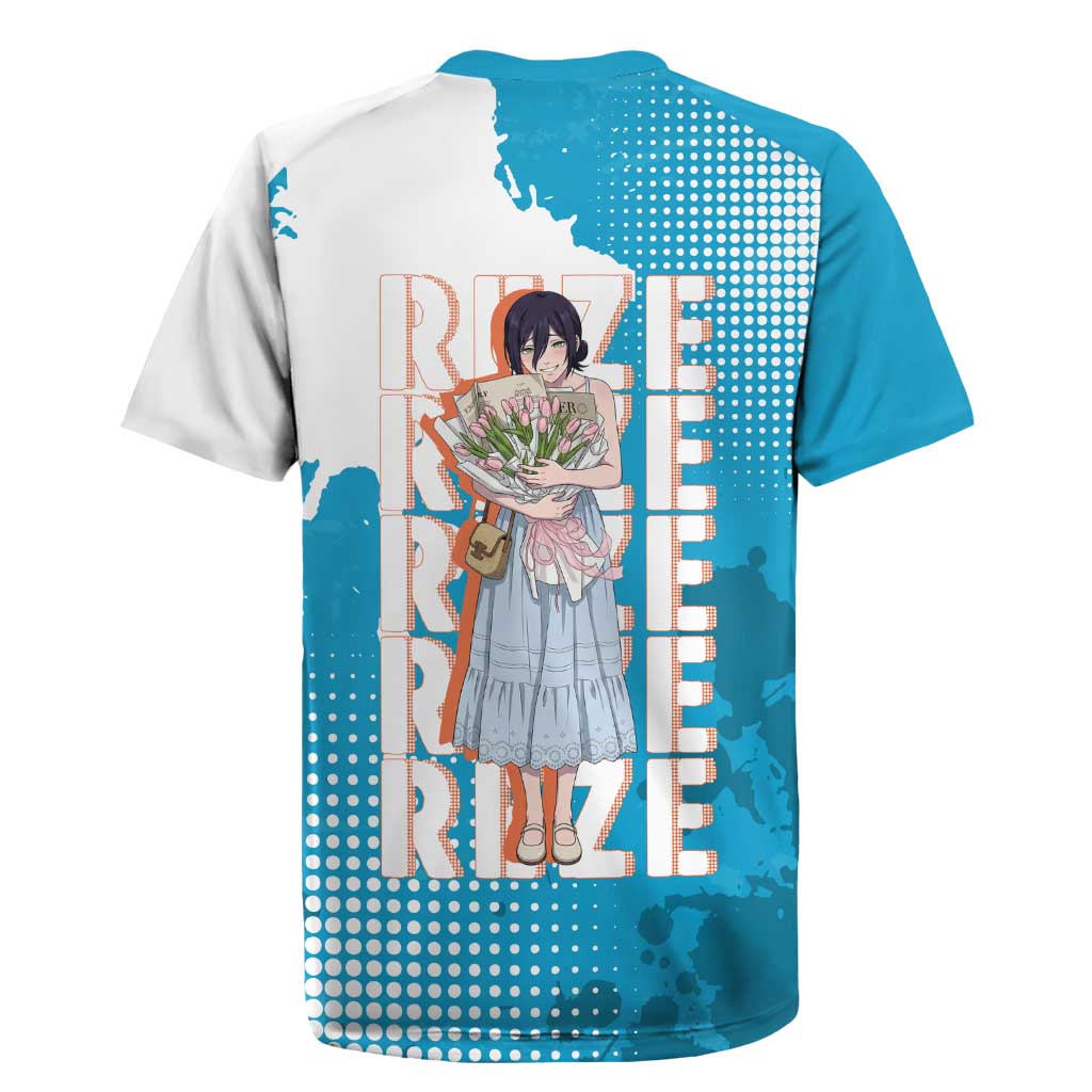 Reze Chainsaw Man Aesthetic Rugby Jersey Soft Anime Grunge Style with Flowers