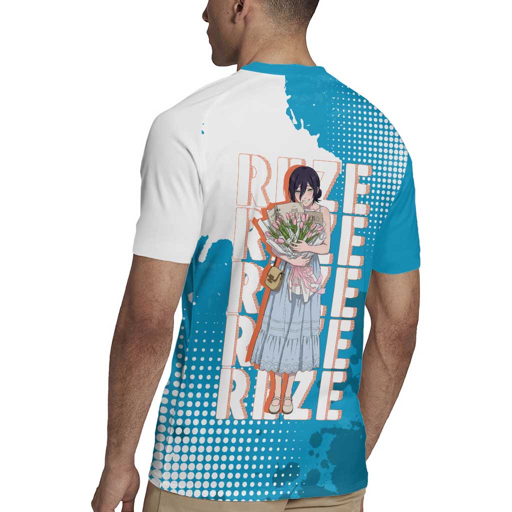 Reze Chainsaw Man Aesthetic Rugby Jersey Soft Anime Grunge Style with Flowers