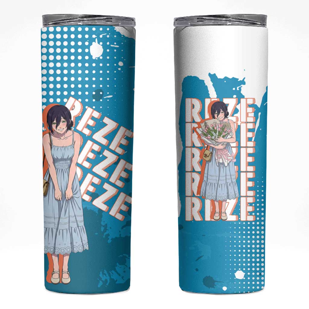 Reze Chainsaw Man Aesthetic Skinny Tumbler Soft Anime Grunge Style with Flowers