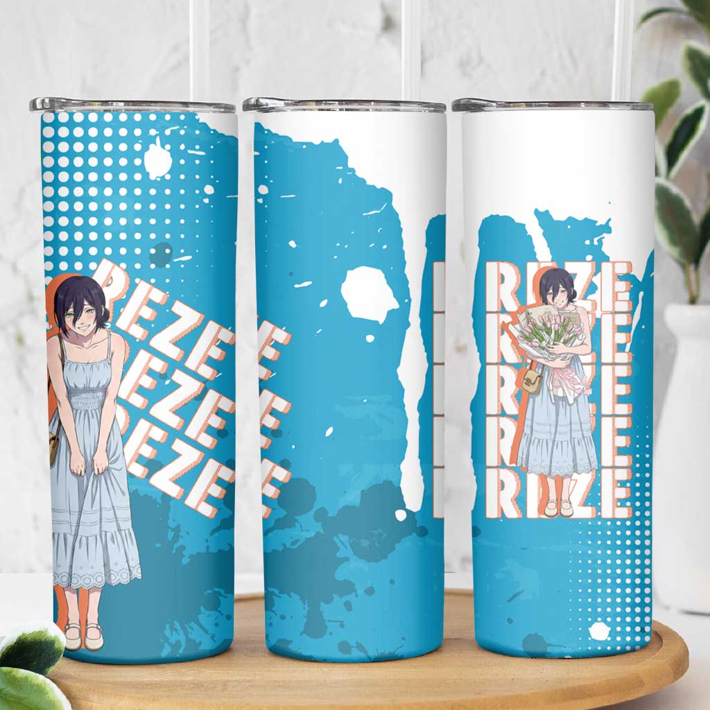 Reze Chainsaw Man Aesthetic Skinny Tumbler Soft Anime Grunge Style with Flowers