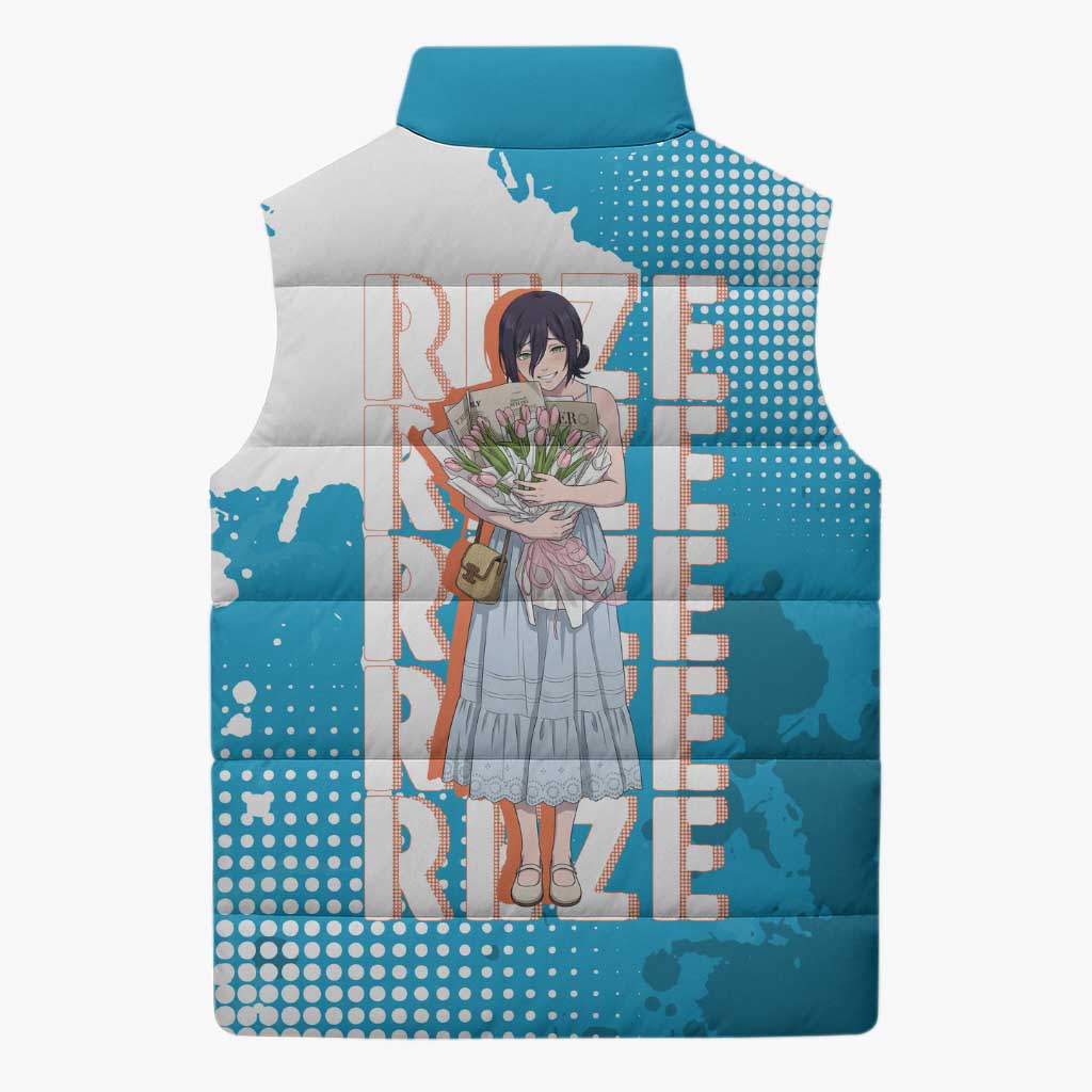 Reze Chainsaw Man Aesthetic Sleeveless Puffer Jacket Soft Anime Grunge Style with Flowers