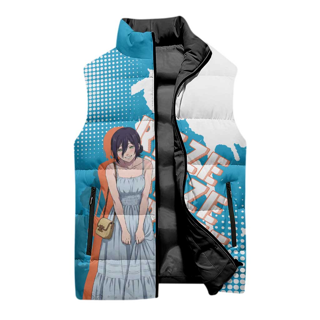 Reze Chainsaw Man Aesthetic Sleeveless Puffer Jacket Soft Anime Grunge Style with Flowers