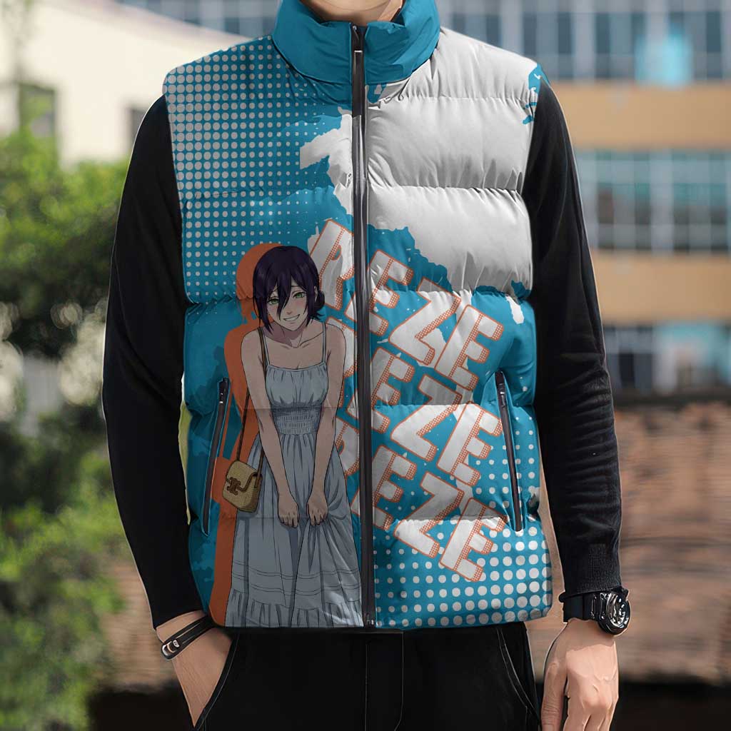 Reze Chainsaw Man Aesthetic Sleeveless Puffer Jacket Soft Anime Grunge Style with Flowers