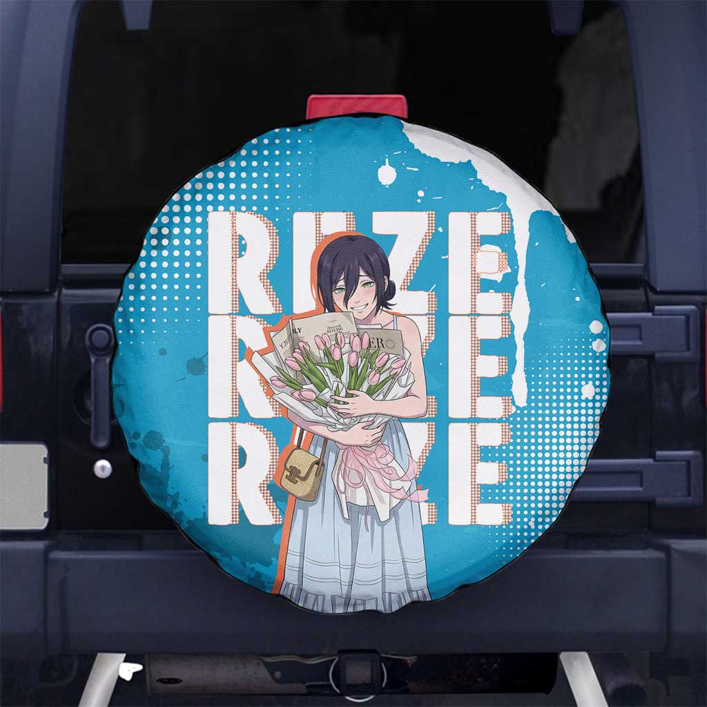 Reze Chainsaw Man Aesthetic Spare Tire Cover Soft Anime Grunge Style with Flowers