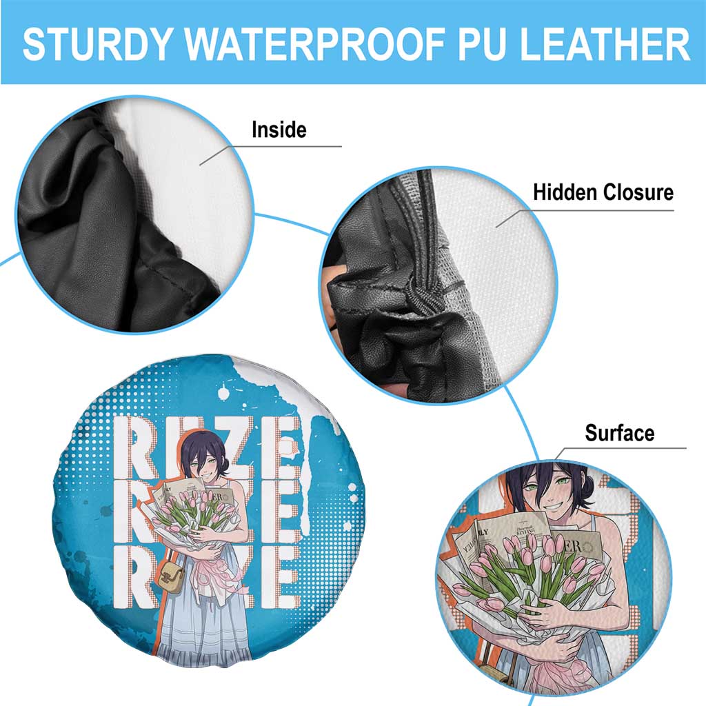 Reze Chainsaw Man Aesthetic Spare Tire Cover Soft Anime Grunge Style with Flowers
