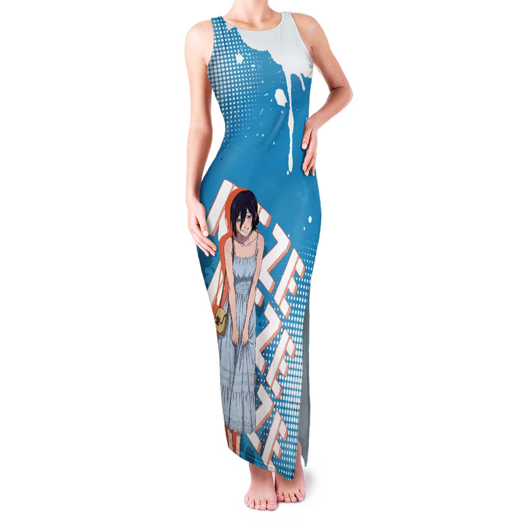 Reze Chainsaw Man Aesthetic Tank Maxi Dress Soft Anime Grunge Style with Flowers