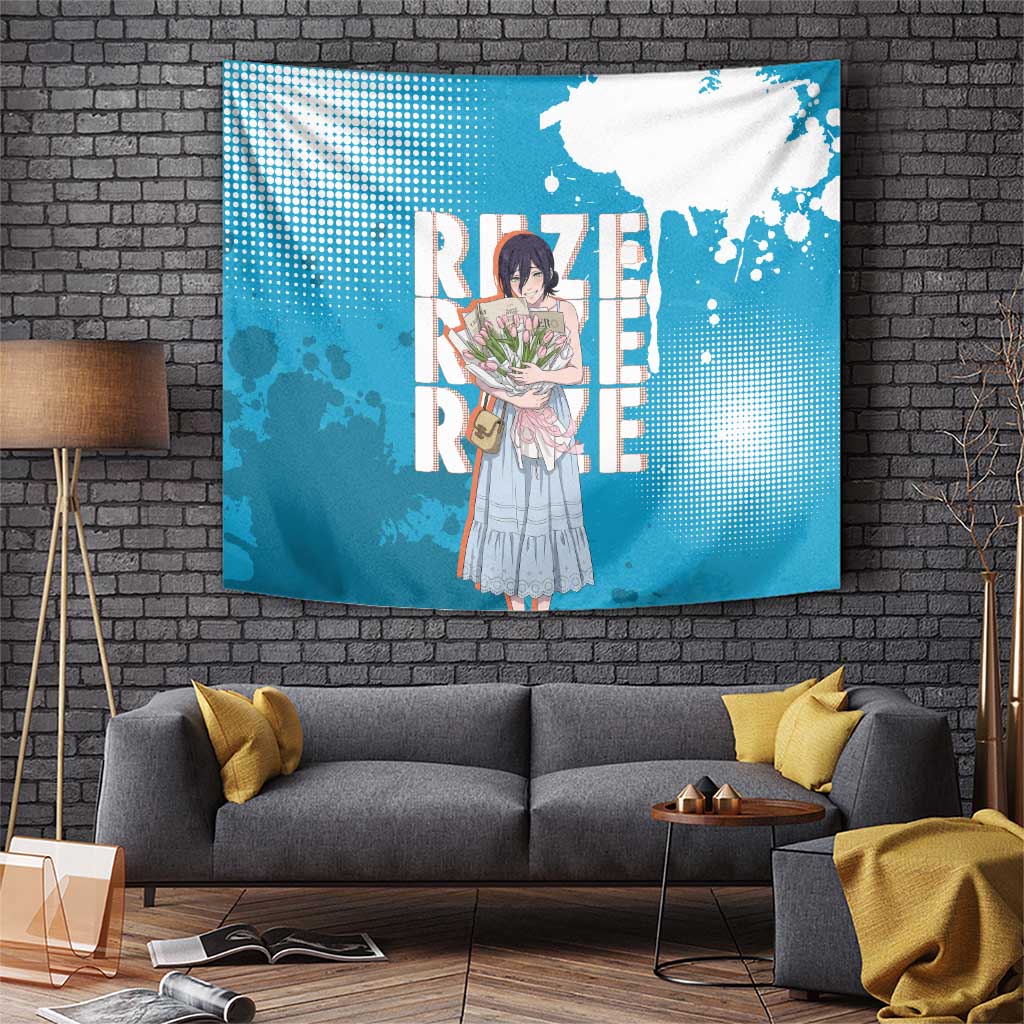 Reze Chainsaw Man Aesthetic Tapestry Soft Anime Grunge Style with Flowers