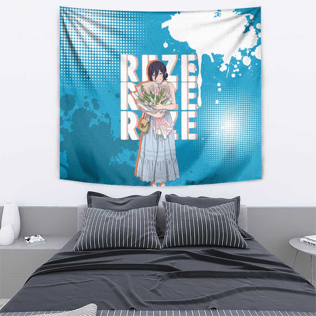 Reze Chainsaw Man Aesthetic Tapestry Soft Anime Grunge Style with Flowers