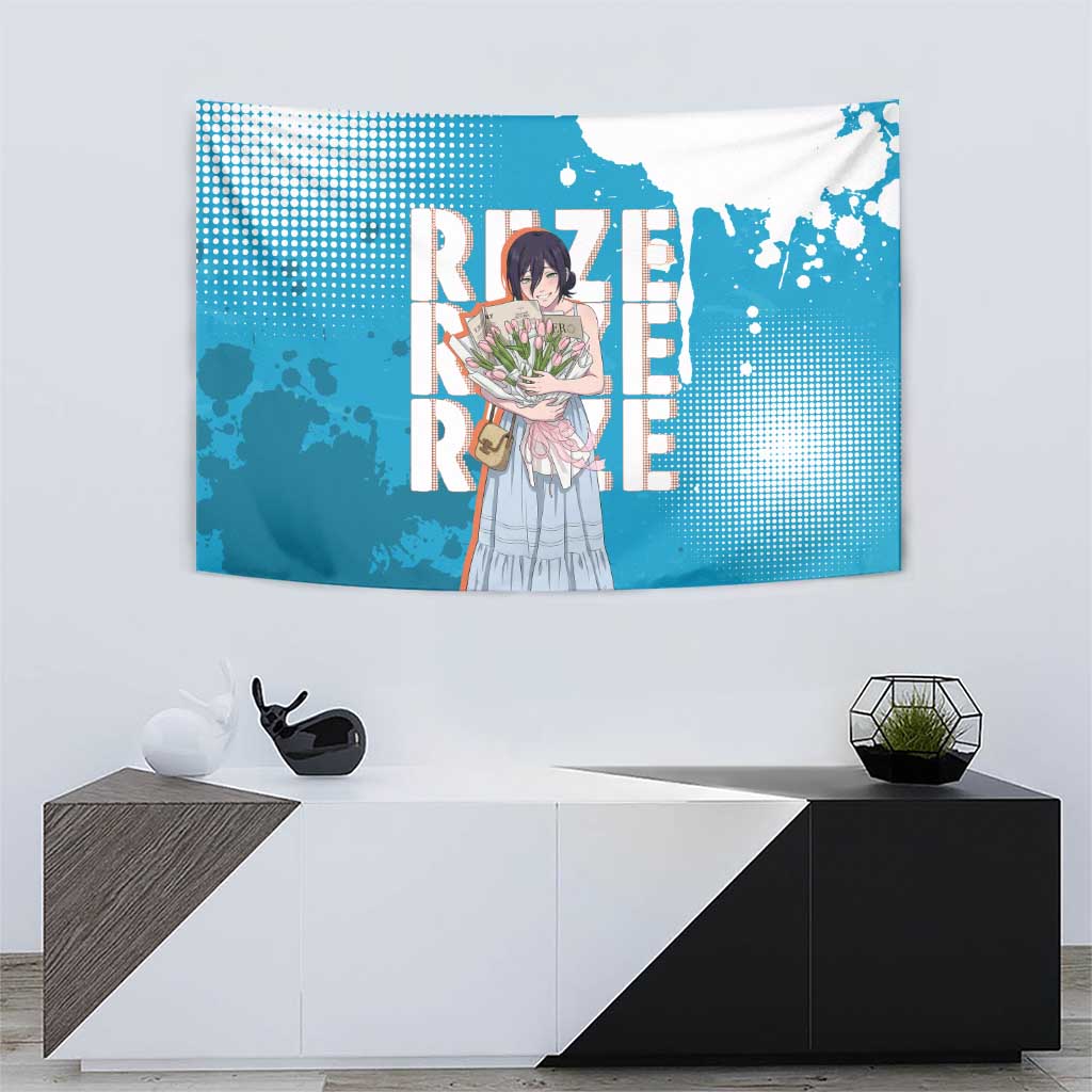 Reze Chainsaw Man Aesthetic Tapestry Soft Anime Grunge Style with Flowers