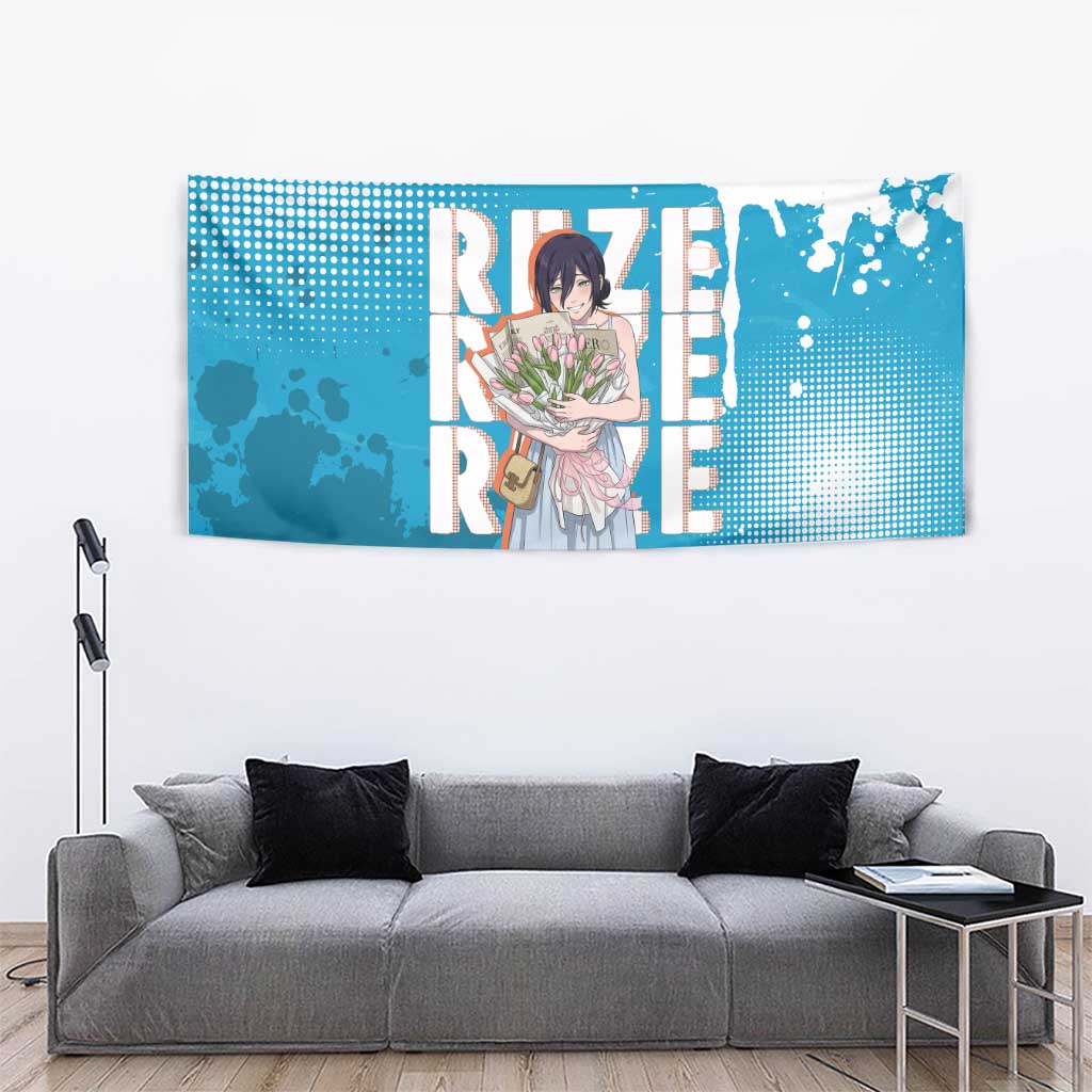 Reze Chainsaw Man Aesthetic Tapestry Soft Anime Grunge Style with Flowers