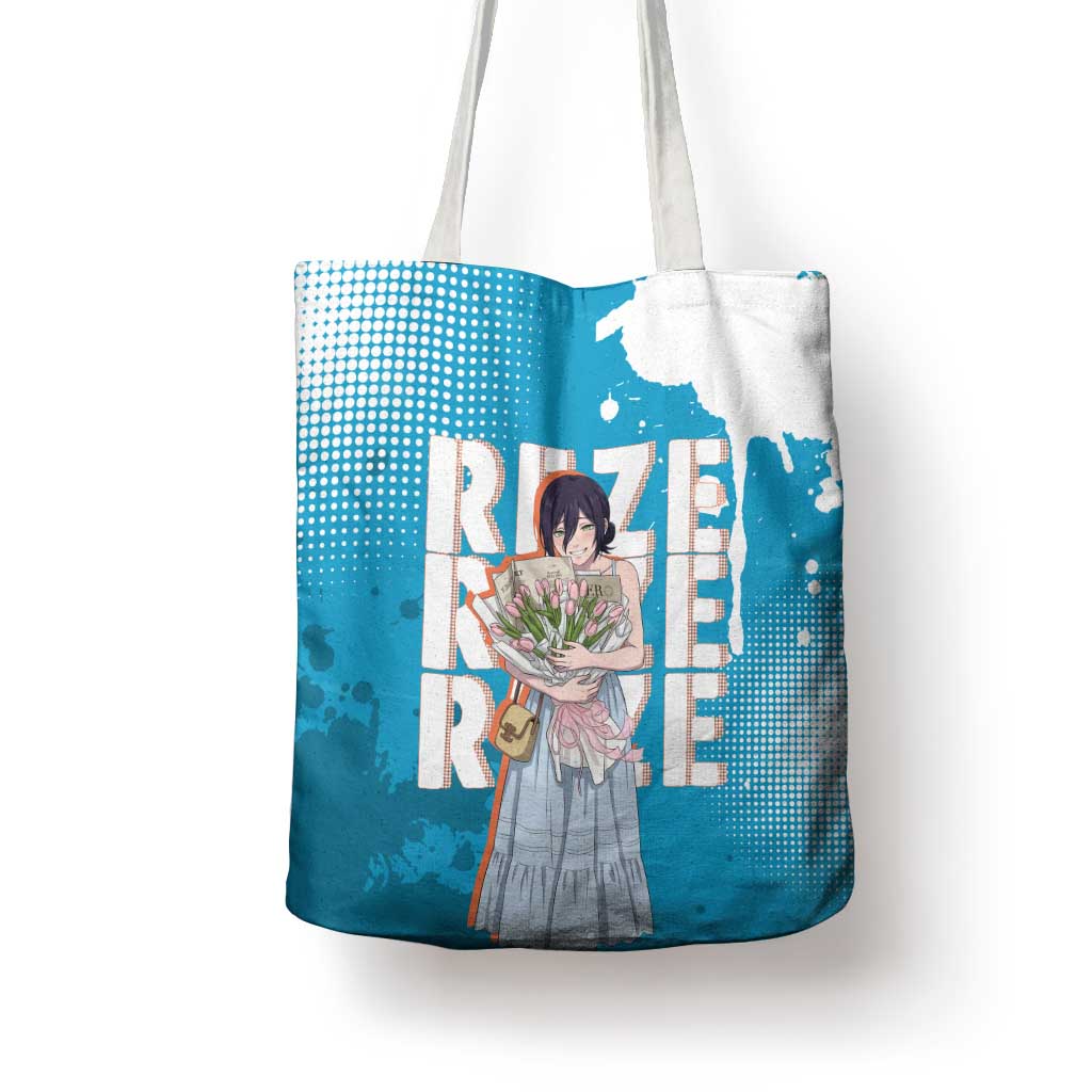 Reze Chainsaw Man Aesthetic Tote Bag Soft Anime Grunge Style with Flowers