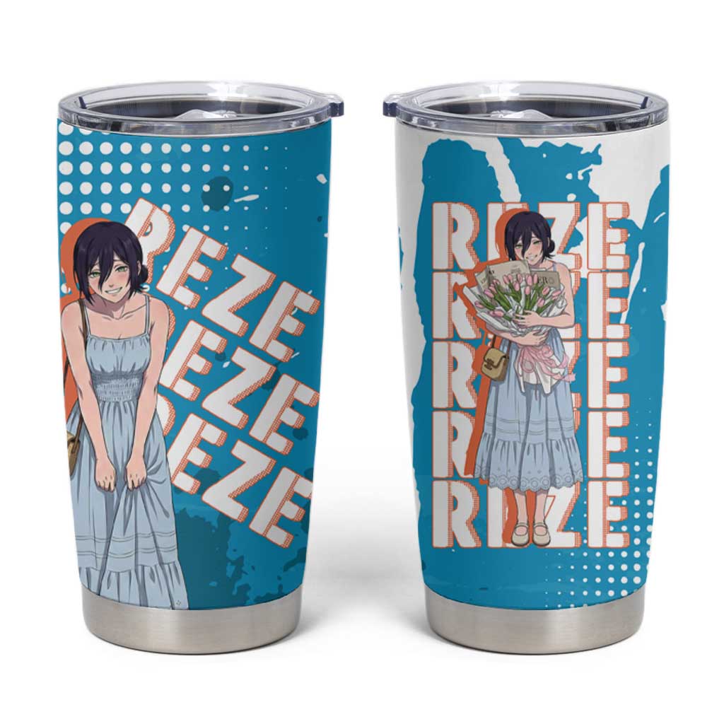 Reze Chainsaw Man Aesthetic Tumbler Cup Soft Anime Grunge Style with Flowers