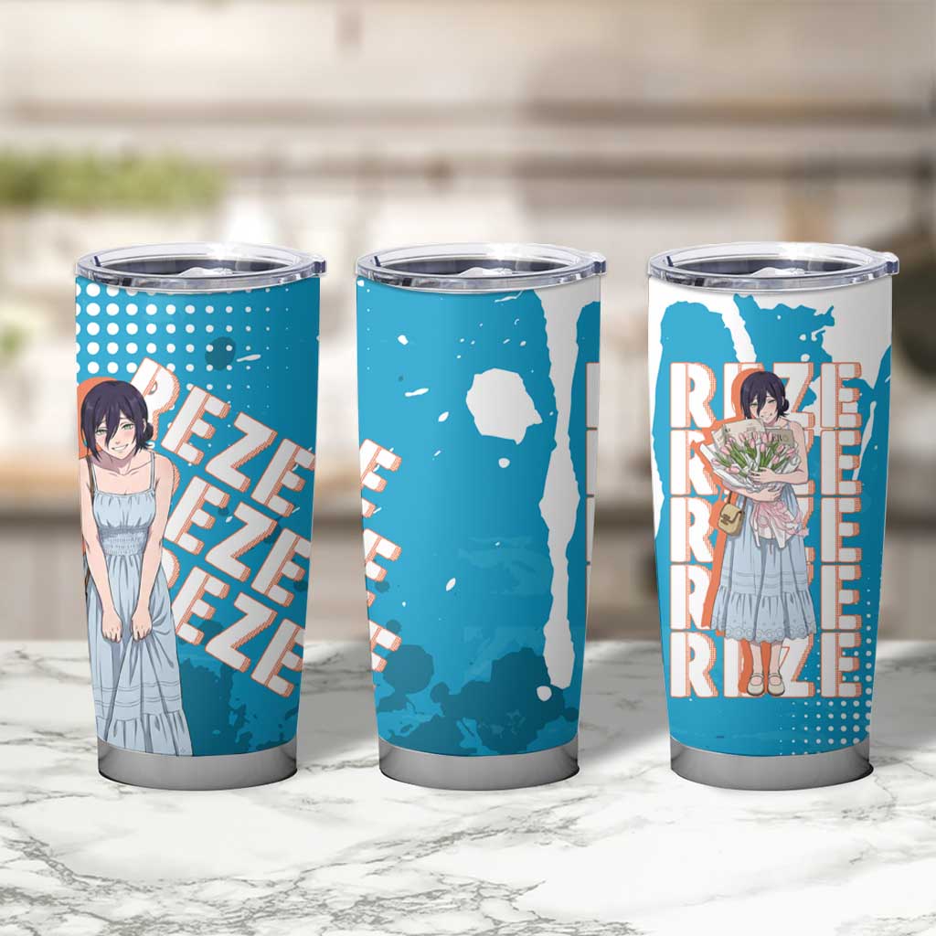 Reze Chainsaw Man Aesthetic Tumbler Cup Soft Anime Grunge Style with Flowers