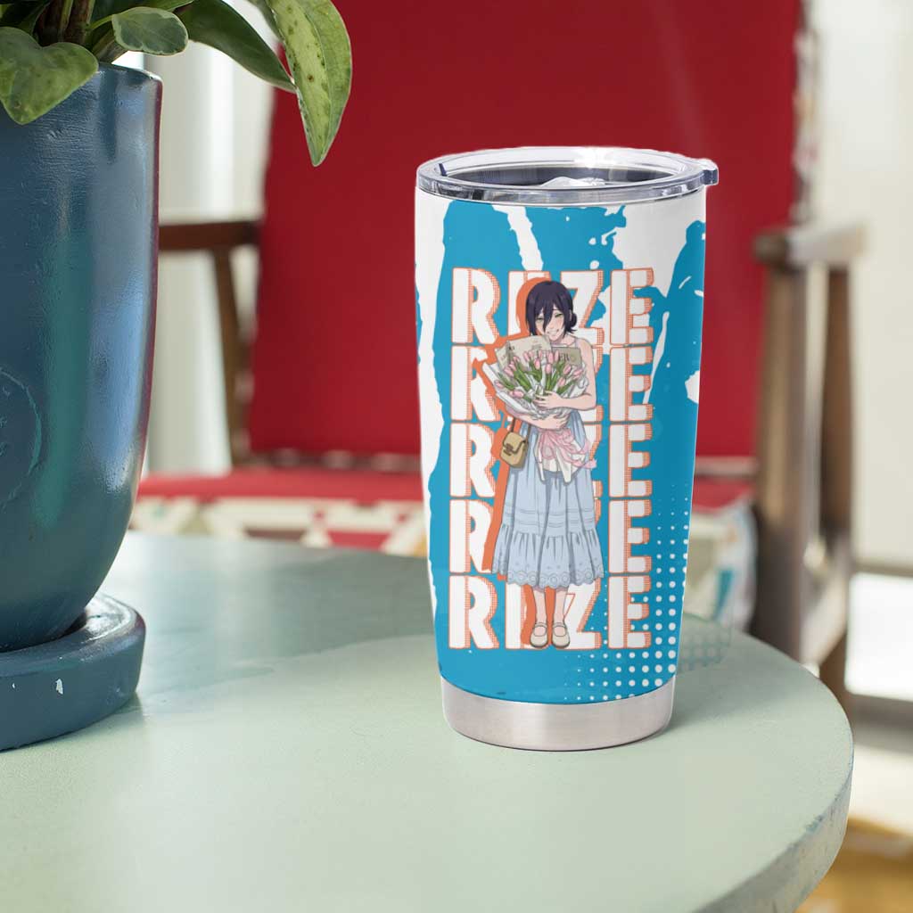 Reze Chainsaw Man Aesthetic Tumbler Cup Soft Anime Grunge Style with Flowers