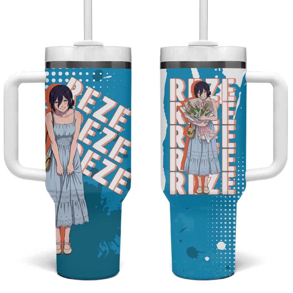 Reze Chainsaw Man Aesthetic Tumbler With Handle Soft Anime Grunge Style with Flowers