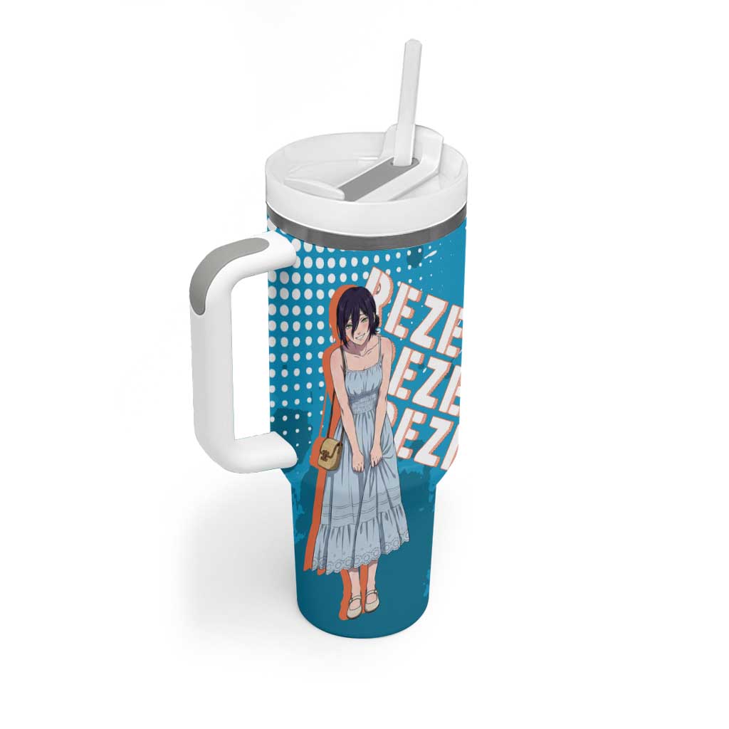 Reze Chainsaw Man Aesthetic Tumbler With Handle Soft Anime Grunge Style with Flowers