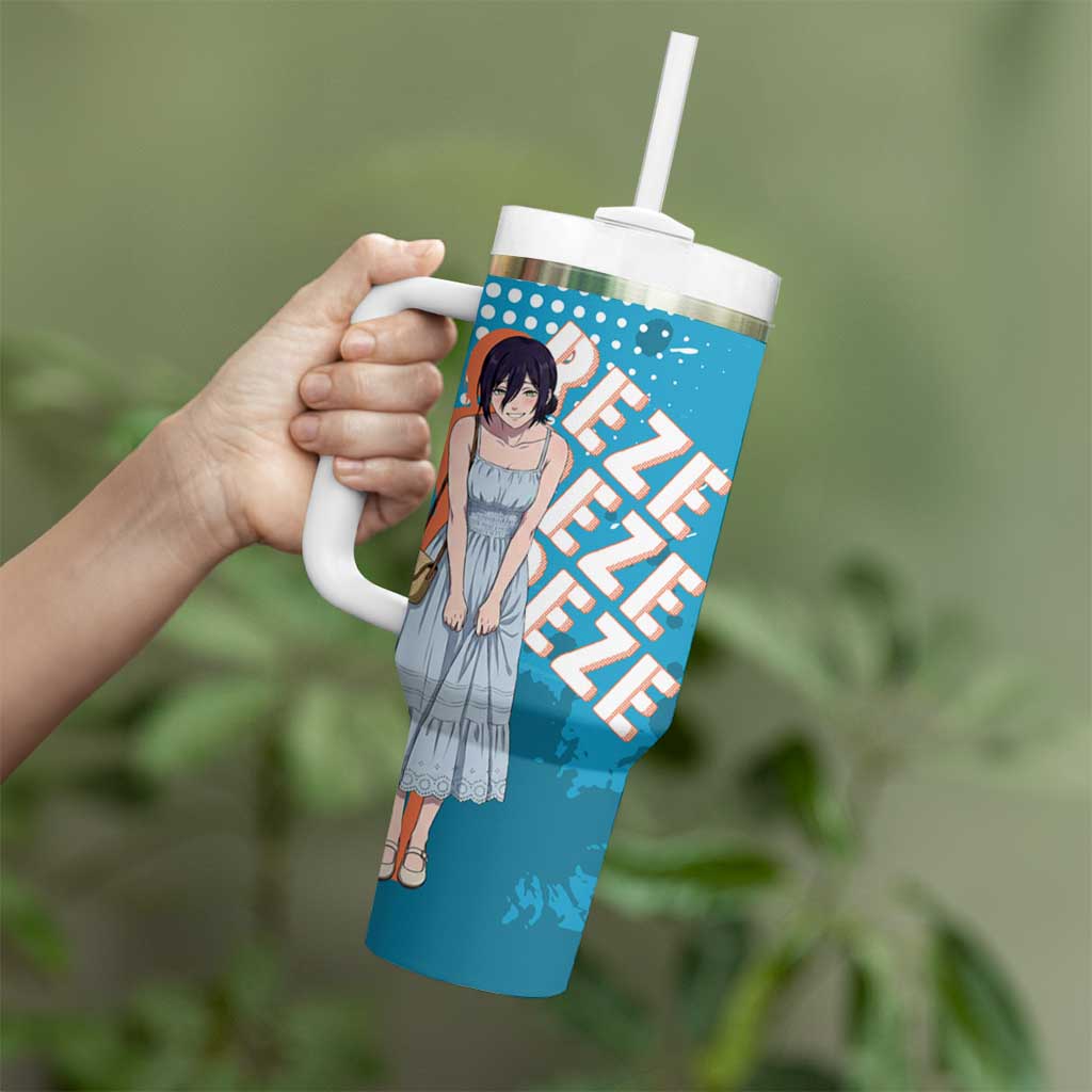 Reze Chainsaw Man Aesthetic Tumbler With Handle Soft Anime Grunge Style with Flowers
