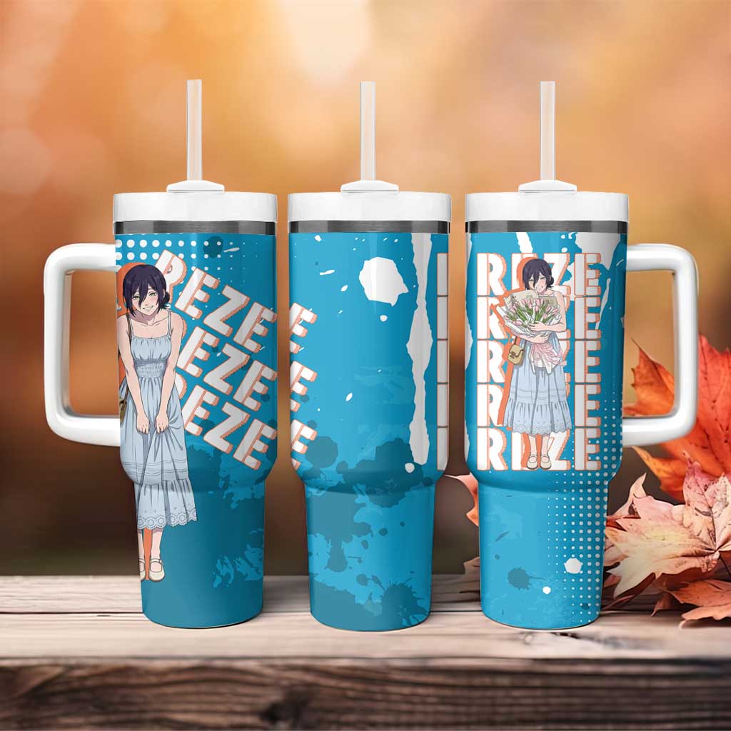 Reze Chainsaw Man Aesthetic Tumbler With Handle Soft Anime Grunge Style with Flowers