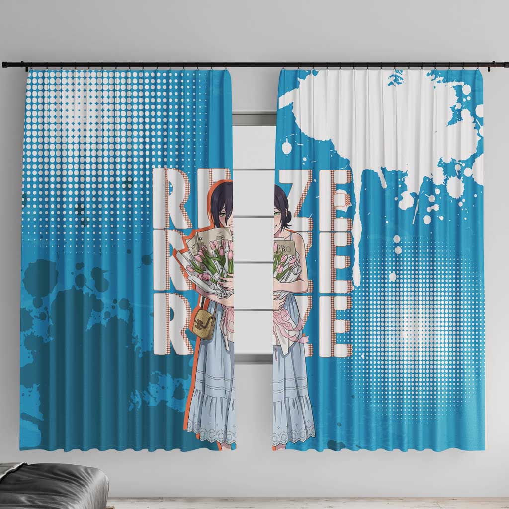 Reze Chainsaw Man Aesthetic Window Curtain Soft Anime Grunge Style with Flowers