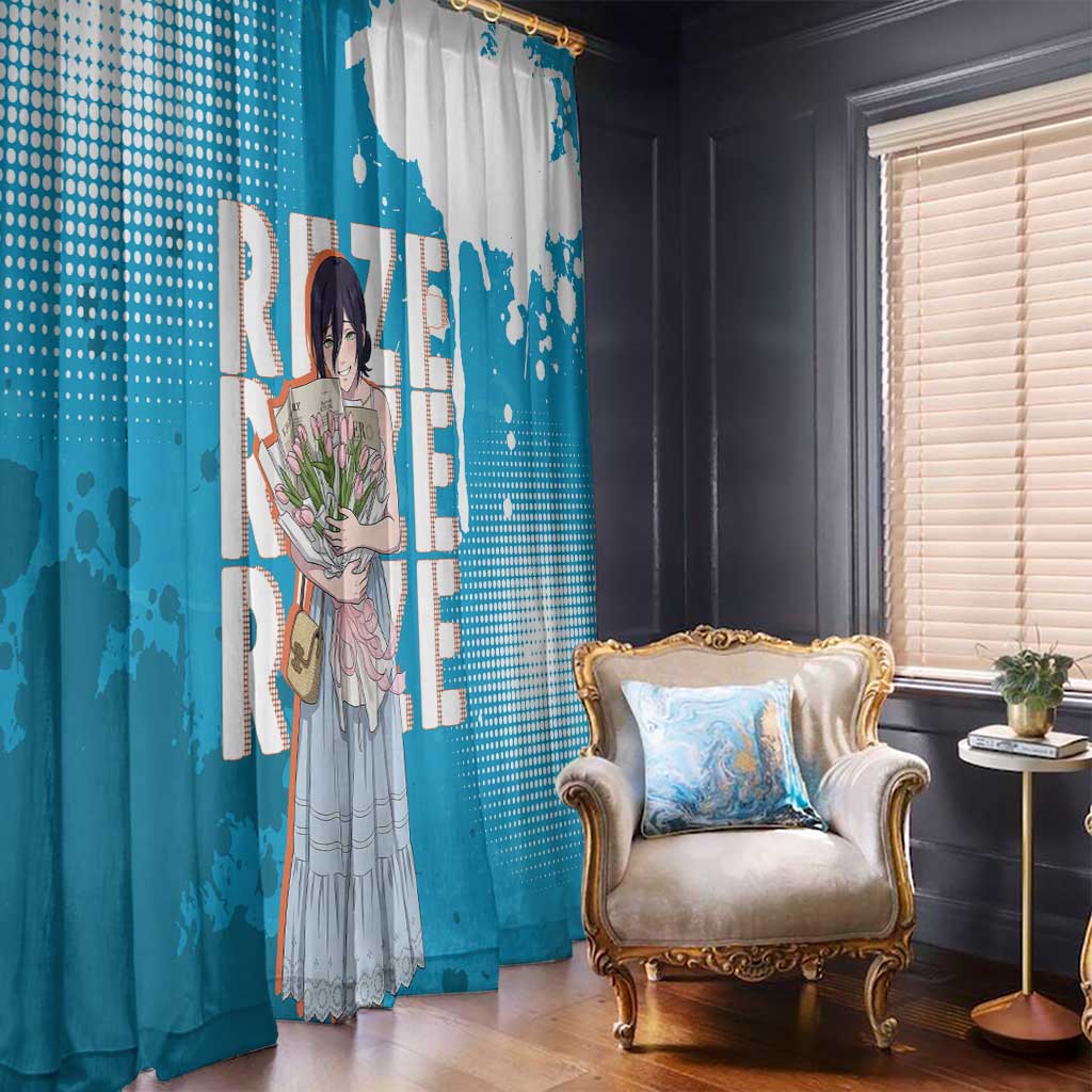 Reze Chainsaw Man Aesthetic Window Curtain Soft Anime Grunge Style with Flowers