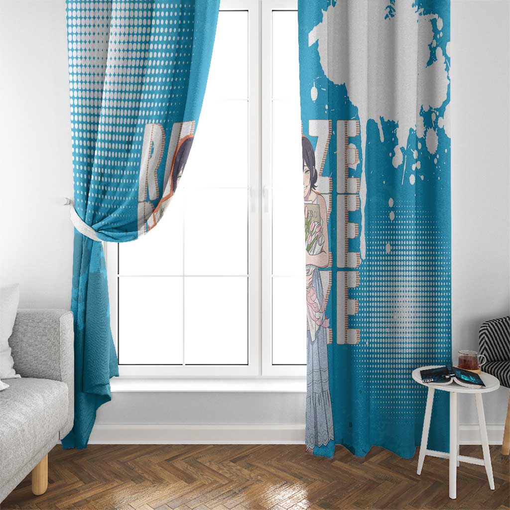 Reze Chainsaw Man Aesthetic Window Curtain Soft Anime Grunge Style with Flowers