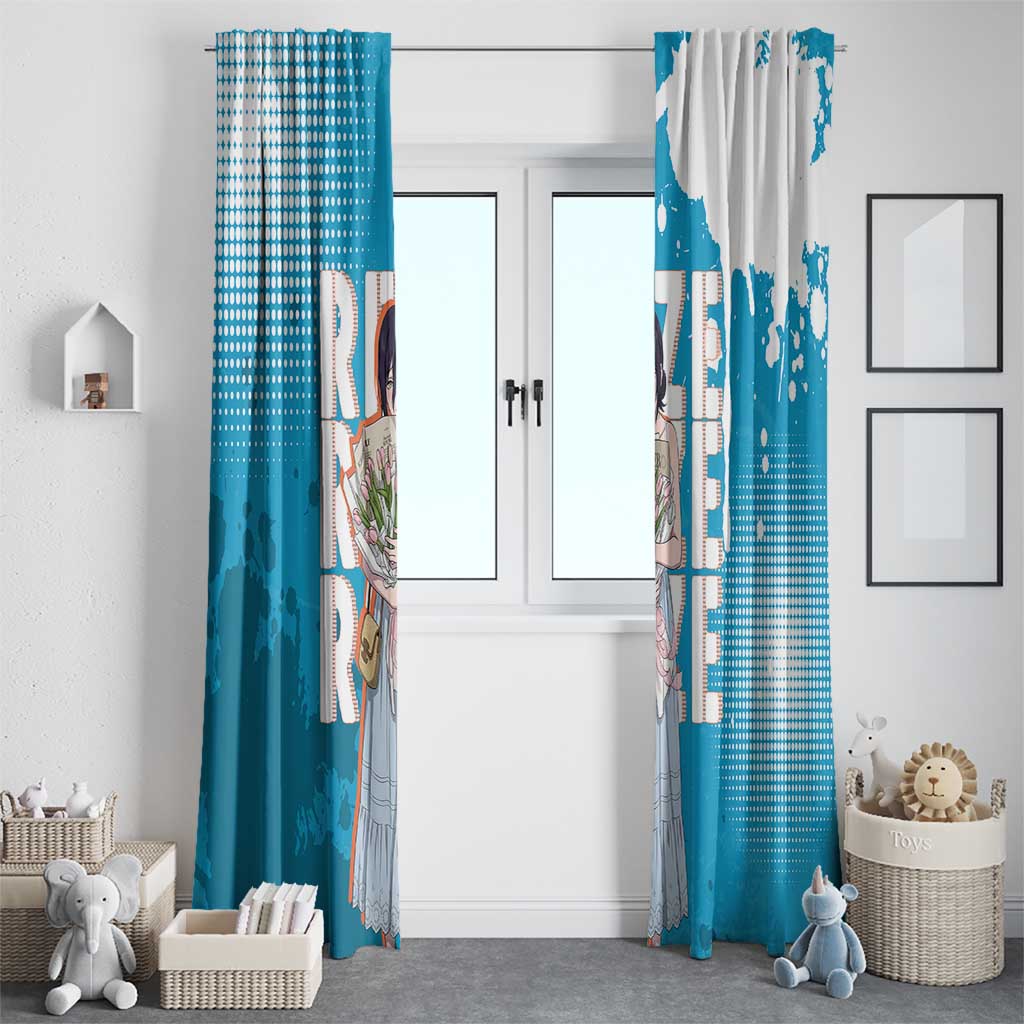 Reze Chainsaw Man Aesthetic Window Curtain Soft Anime Grunge Style with Flowers