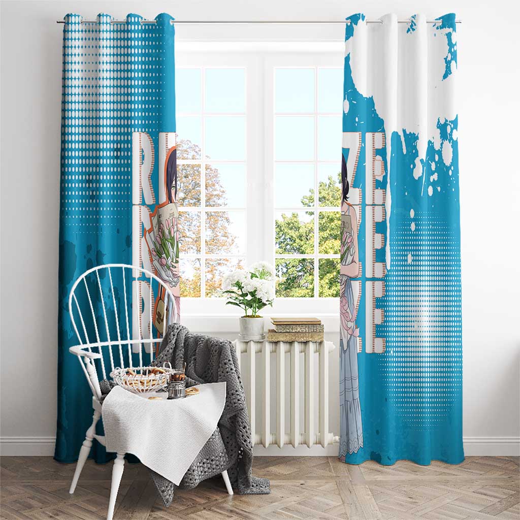 Reze Chainsaw Man Aesthetic Window Curtain Soft Anime Grunge Style with Flowers