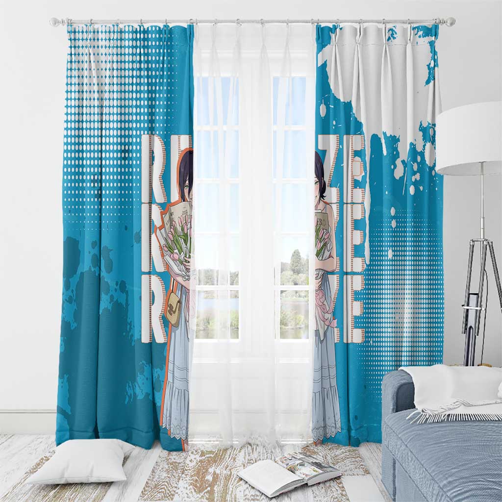 Reze Chainsaw Man Aesthetic Window Curtain Soft Anime Grunge Style with Flowers