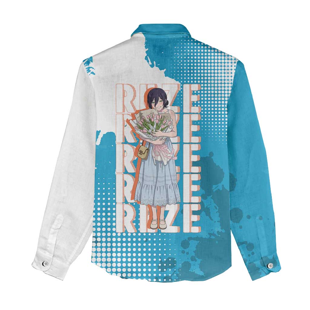 Reze Chainsaw Man Aesthetic Women Casual Shirt Soft Anime Grunge Style with Flowers