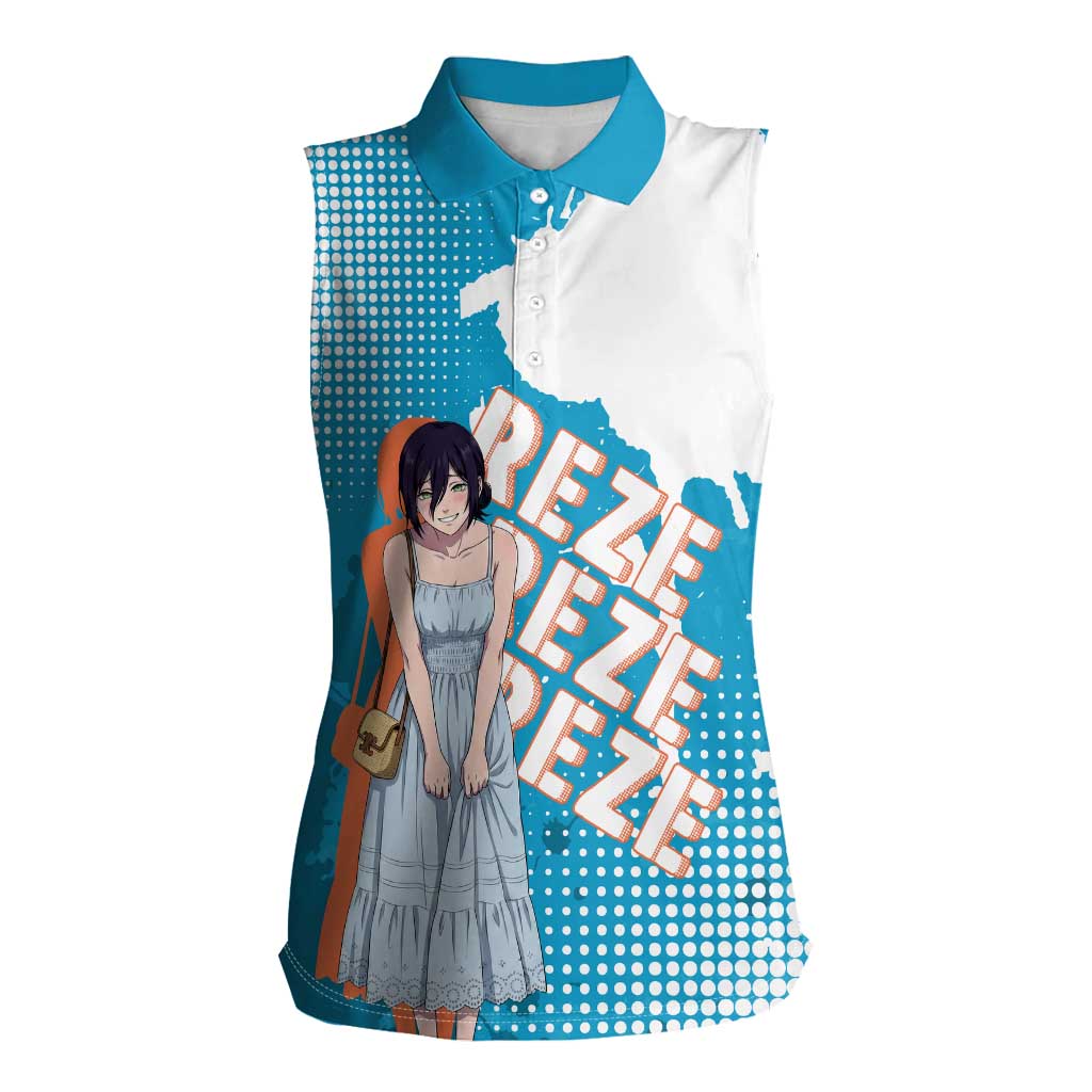 Reze Chainsaw Man Aesthetic Women Sleeveless Polo Shirt Soft Anime Grunge Style with Flowers