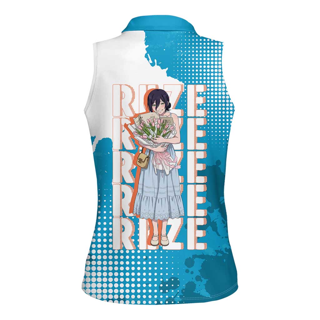 Reze Chainsaw Man Aesthetic Women Sleeveless Polo Shirt Soft Anime Grunge Style with Flowers