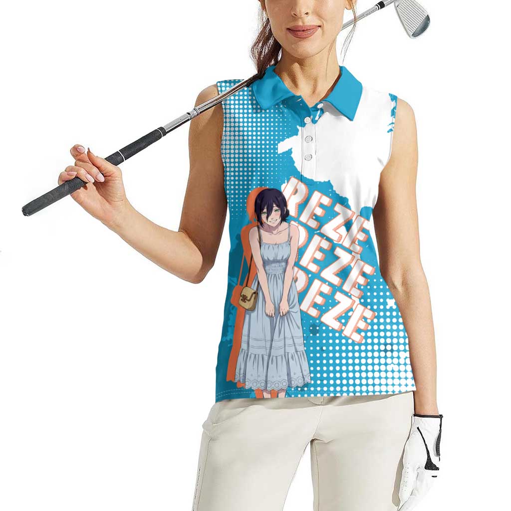 Reze Chainsaw Man Aesthetic Women Sleeveless Polo Shirt Soft Anime Grunge Style with Flowers