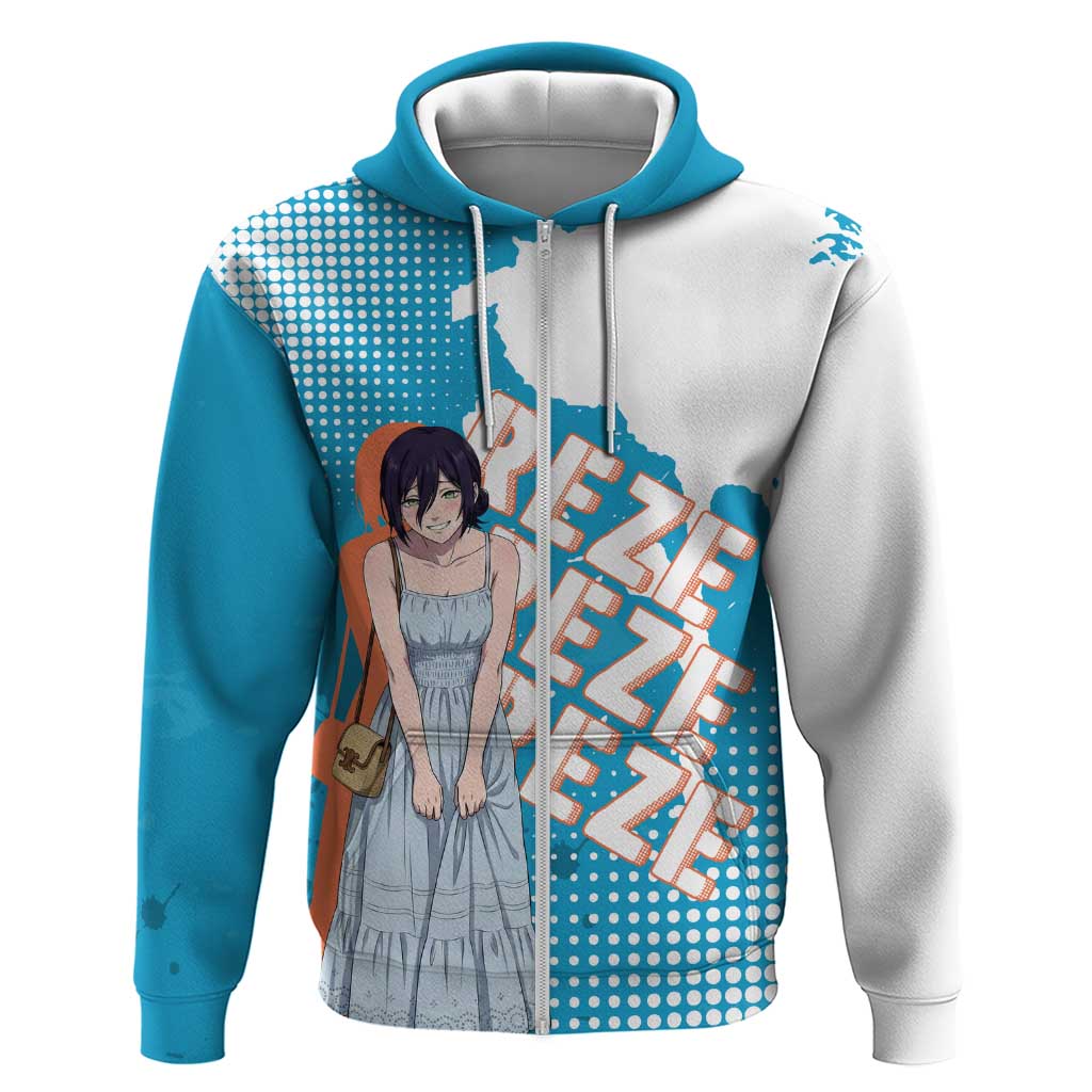 Reze Chainsaw Man Aesthetic Zip Hoodie Soft Anime Grunge Style with Flowers