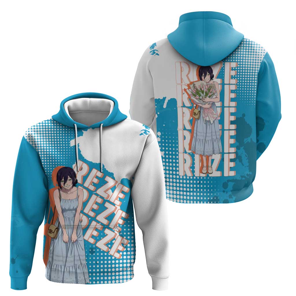 Reze Chainsaw Man Aesthetic Zip Hoodie Soft Anime Grunge Style with Flowers