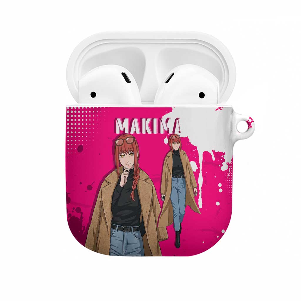 Makima Chainsaw Man Street Style AirPods Case Bold Anime Grunge Aesthetic in Hot Pink