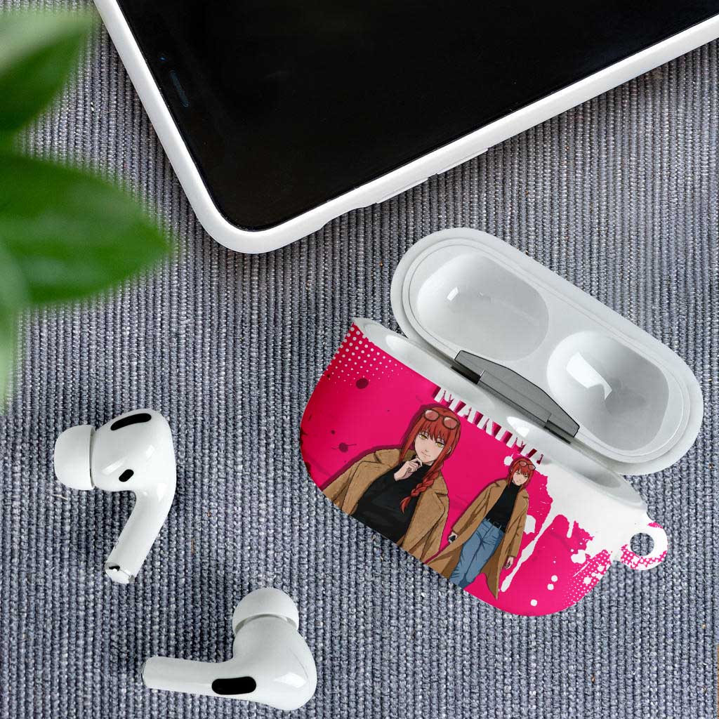 Makima Chainsaw Man Street Style AirPods Case Bold Anime Grunge Aesthetic in Hot Pink