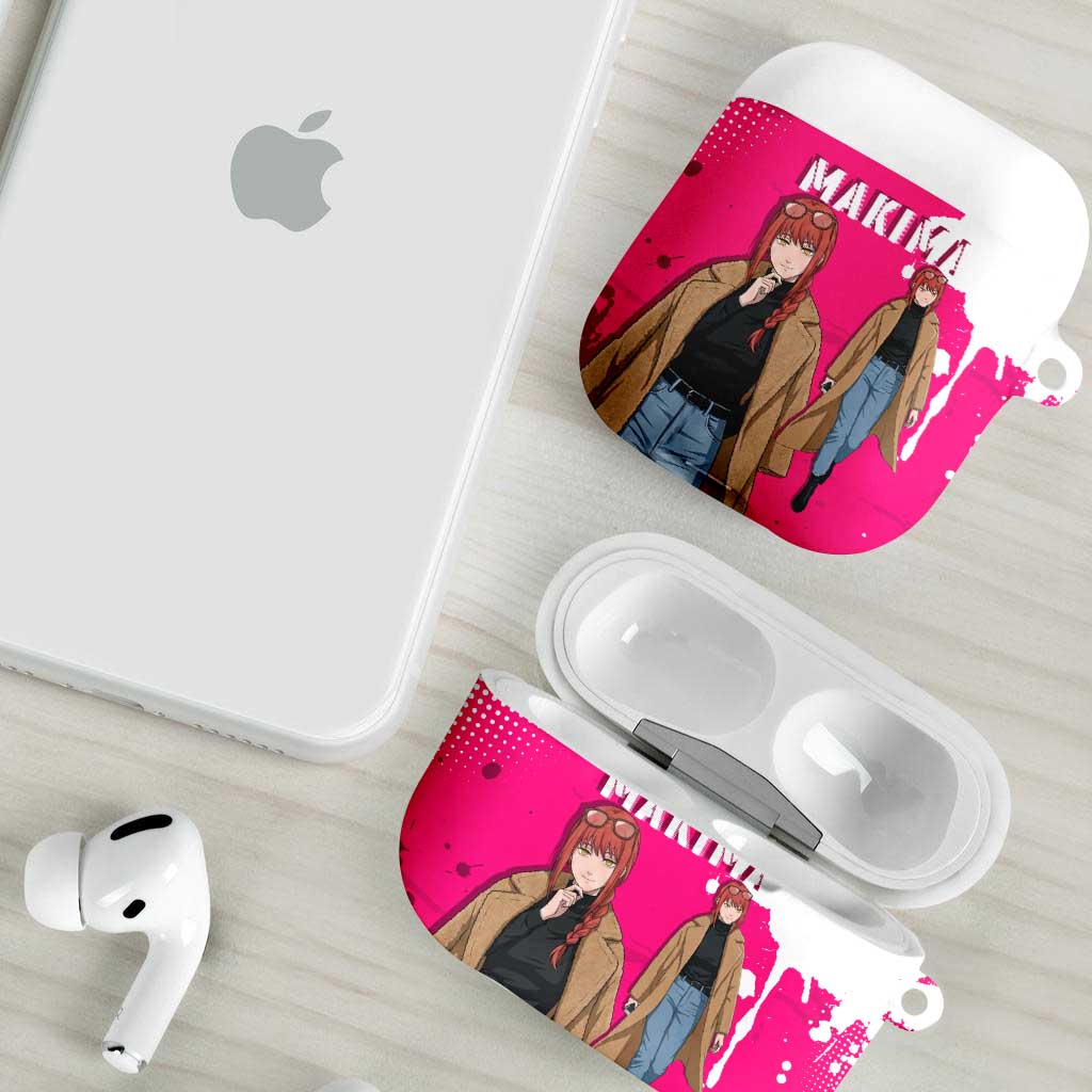 Makima Chainsaw Man Street Style AirPods Case Bold Anime Grunge Aesthetic in Hot Pink