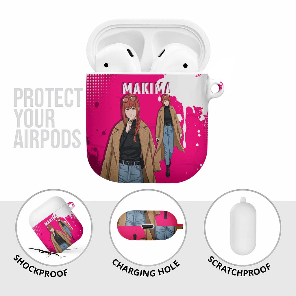 Makima Chainsaw Man Street Style AirPods Case Bold Anime Grunge Aesthetic in Hot Pink