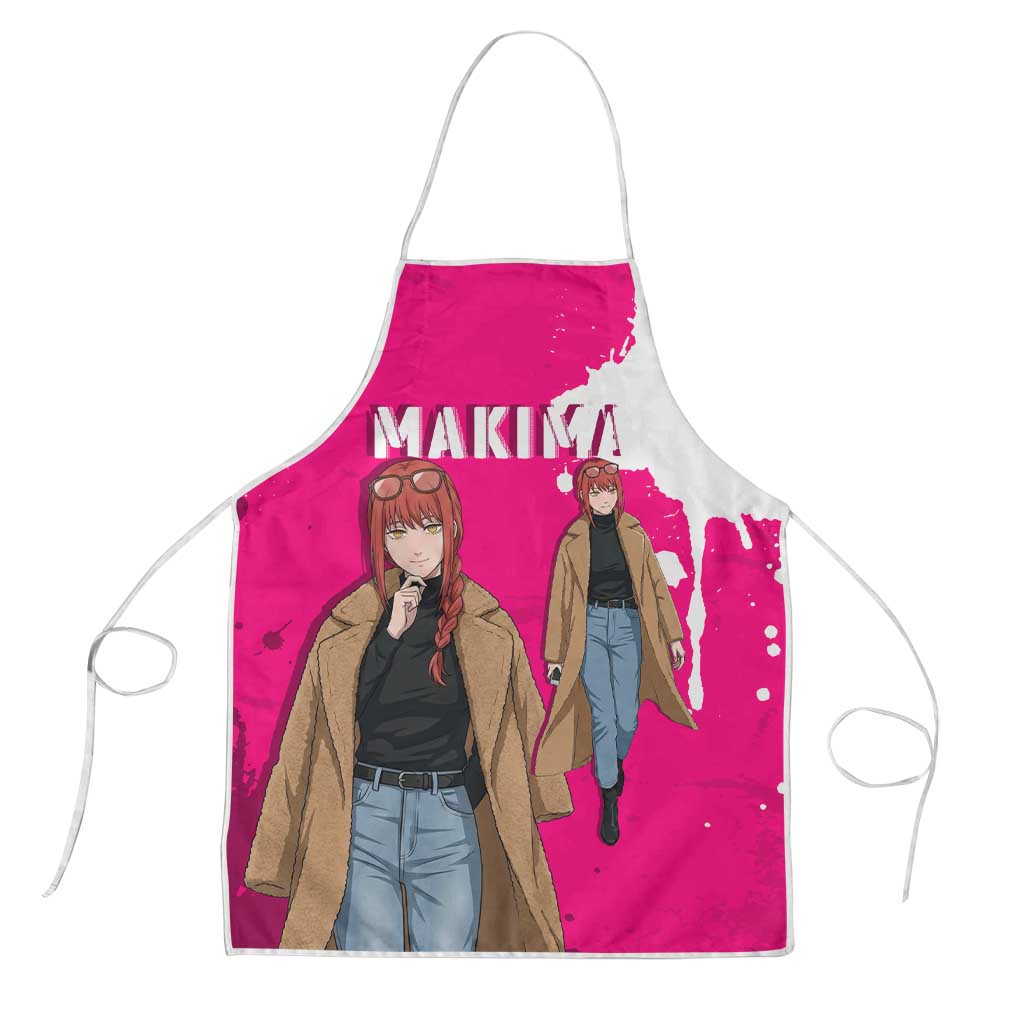 Makima Chainsaw Man Street Style Apron Bold Anime Grunge Aesthetic in Hot Pink