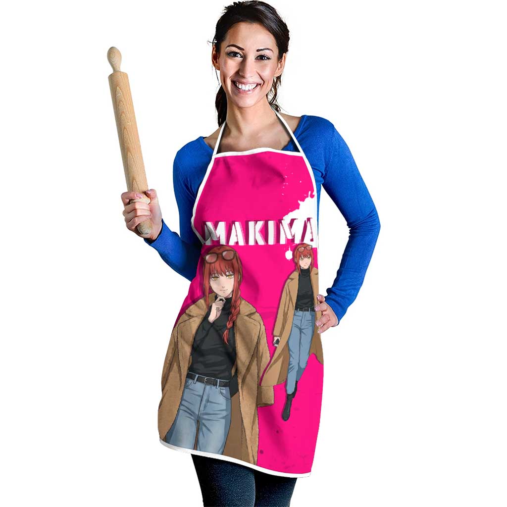 Makima Chainsaw Man Street Style Apron Bold Anime Grunge Aesthetic in Hot Pink