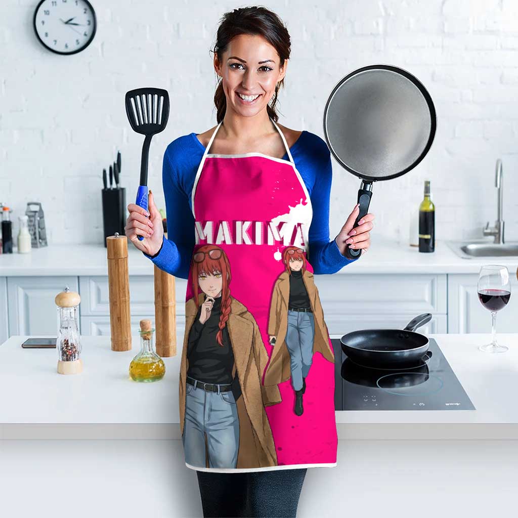 Makima Chainsaw Man Street Style Apron Bold Anime Grunge Aesthetic in Hot Pink