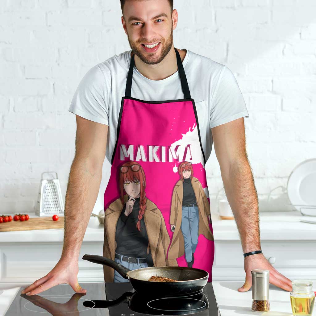 Makima Chainsaw Man Street Style Apron Bold Anime Grunge Aesthetic in Hot Pink