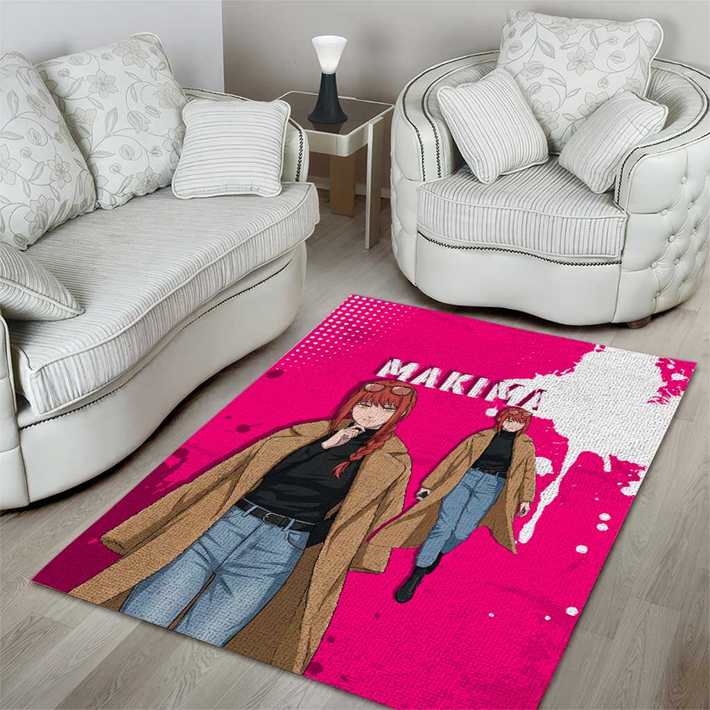 Makima Chainsaw Man Street Style Area Rug Bold Anime Grunge Aesthetic in Hot Pink